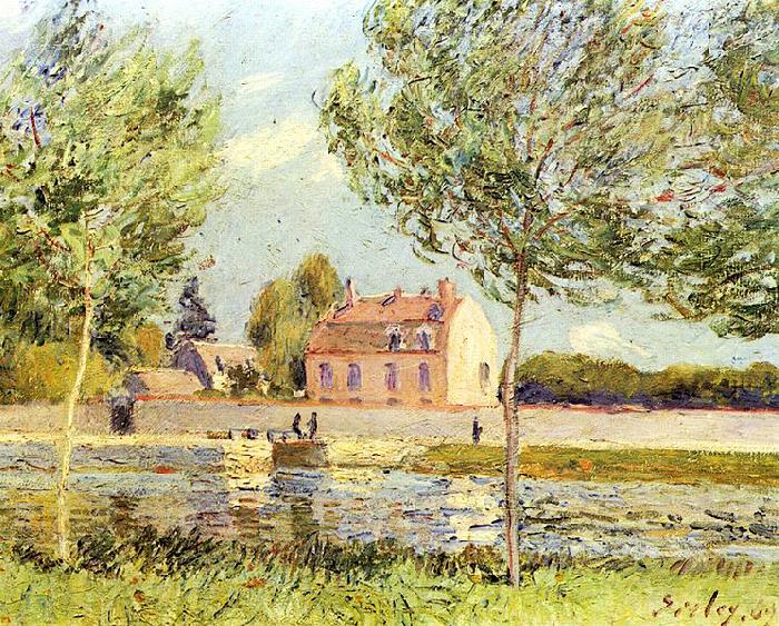 Alfred Sisley Hauser am Ufer der Loing France oil painting art